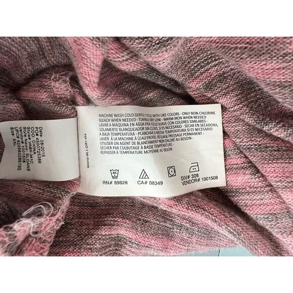 Vintage American Blues Hoodie Sweatshirt Plus XXL Pink Heathered Tie Front - Picture 11 of 12